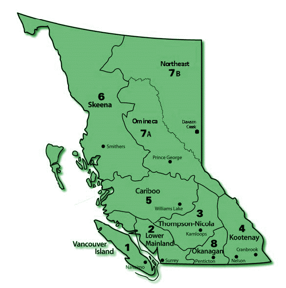 This map is image-mapped to link users to regional level fishing regulation information including In-Season regulation changes.